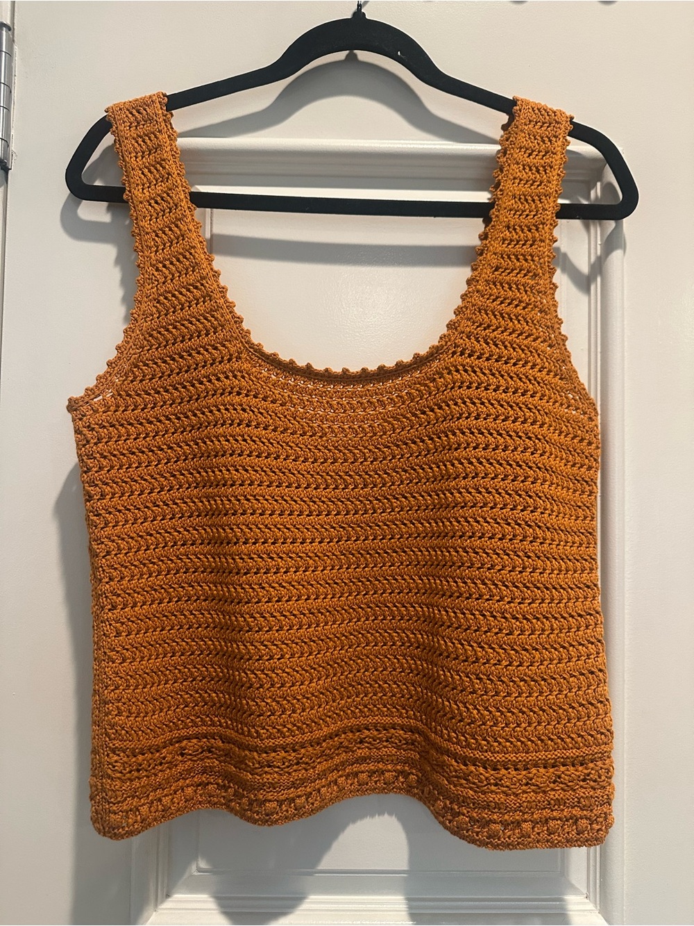 Vince Crocheted Tank Top in Burnt Orange